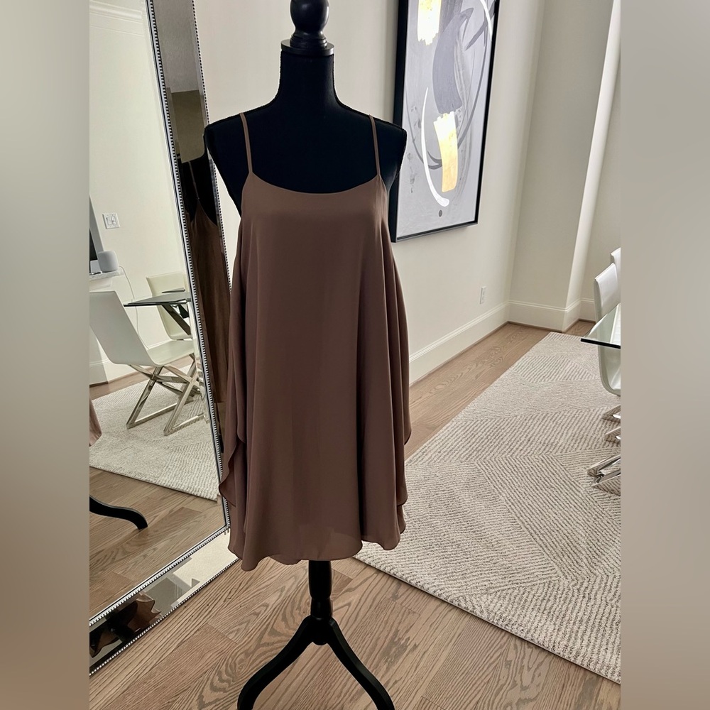 Suzi Chin Maggy Boutique | Butterfly Sleeveless Dress, Sandstone Brown, Sz 8